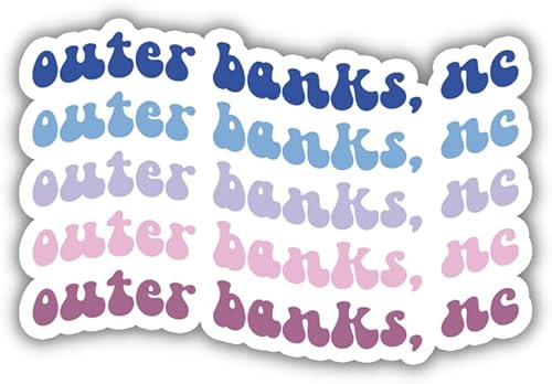 Miniatura 7 de Outer Banks North Carolina Retro Travel Sticker, Multiple Colors, Vinyl Laptop, Water Bottle, Planner Journal Sticker, Places I've Been, Luggage
