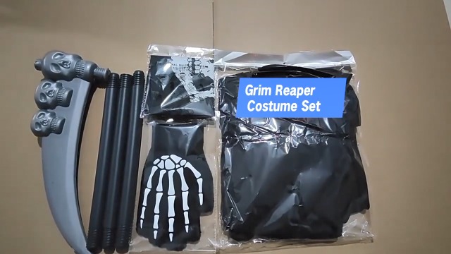 Sensenmann Kostüm Set – Inkl. Umhang, Totenkopfmaske, Handschuhe & Sense – Perfekt Für Halloween & Mottopartys