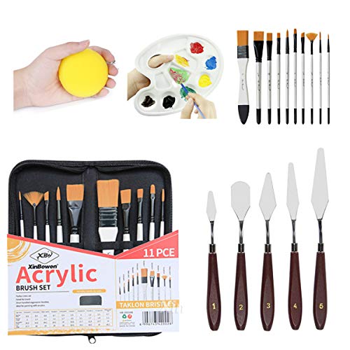 17 pcs oil painting brush set, watercolor brush set, including 10…