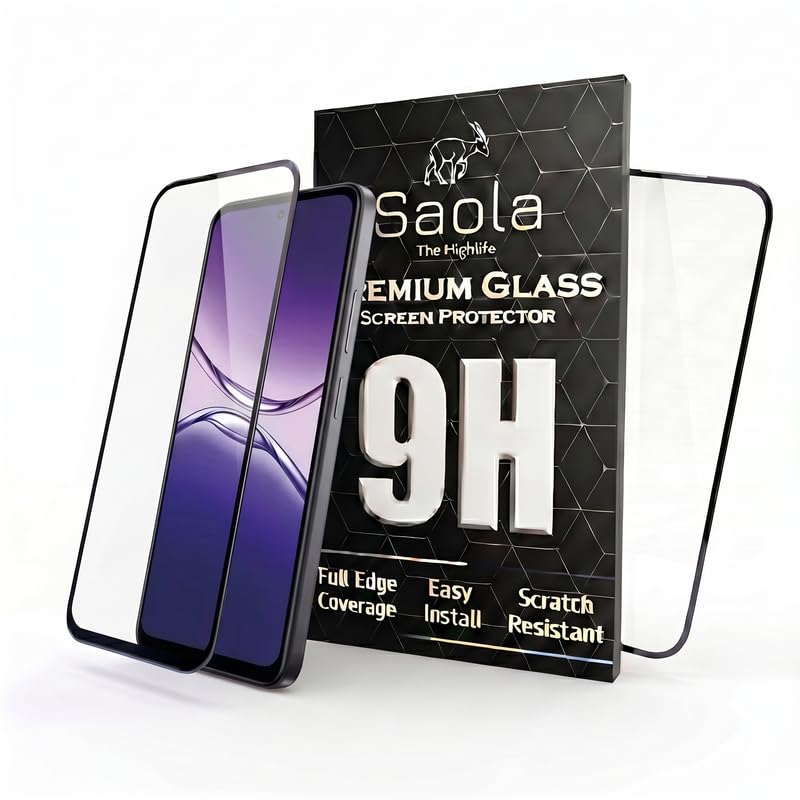 Image of Saola HD Clear Tempered Glass for OPPO K13x 5G | High Strength 9H Protection, Smooth Touch, Full Coverage Screen Guard, 2-Step Installation Kit | Quick & Easy Application (Pack of 2)