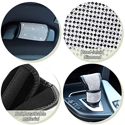 Frienda 14 Pieces Bling Car Accessories Set, Seat Belt Cover, Bling Door Handle Cover, Bling Car Shift Gear Cover, Usb Car Charger, Cup Holder, Start Button Rings, Valve Stem Caps #TOP2