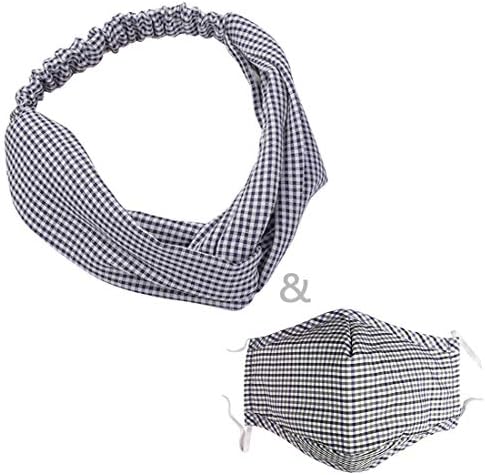 Headbands for Women and Face Mask, Fashion Headbands Vintage Printed Criss Cross Elastic Head Wrap Twisted Cute Hair Accessories
