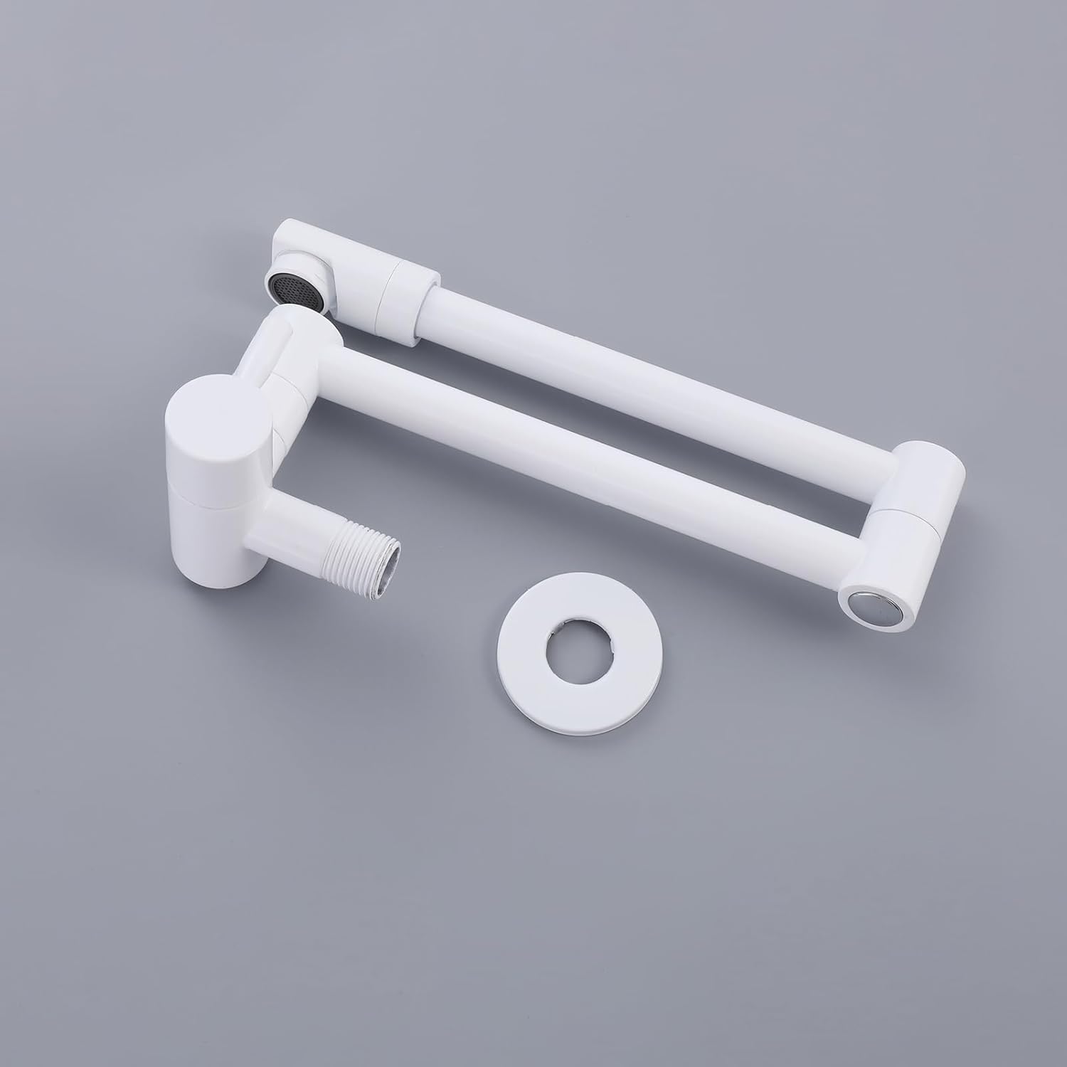 シングルハンドル 壁掛け式キッチン蛇口 シングルコールド 折りたたみ式キッチンシンク用水栓 回転式 360&deg;ームキッチン蛇口 ホワイ