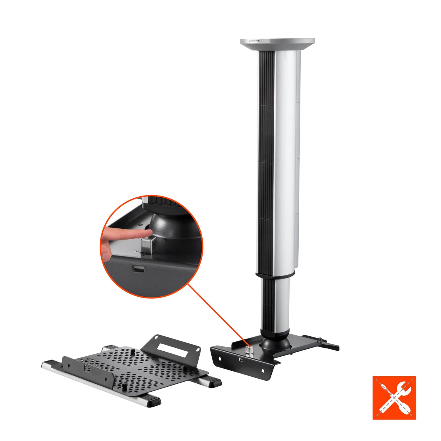 celexon Soporte de Techo inclinable y orientable MulitCel 4070 Expert - 40-70cm Distancia al Techo - 360º - hasta 25 kg