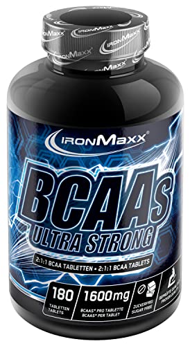 BCAA Ultra Strong - BCAA Tabletten hochdosiert 180 Stk., Wertvolle Aminosäuren, Zuckerfrei, Optimales Verhältnis von L-Leucin, L-Valin und L-Isoleucin 2:1:1