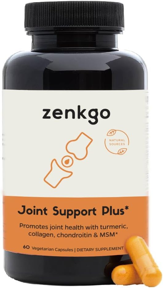 Zenkgo Joint Support Supplement with Hydrolyzed Collagen, Chondroitin Sulfate & Turmeric - Supports Joint Health, Mobility & Comfort - 60 Capsules