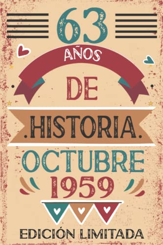 63 Años De Historia Octubre 1959: Libro de visitas, cuaderno, 110 páginas de felicitaciones, idea de regalo, regalo Para la esposa, novia, mujer, La madre