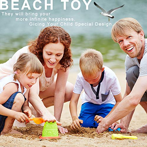 StillCool Kids Beach Sand Toys Set, Beach Toys Includes Sand Water Wheel, Castle Molds, Truck Bucket, Beach Shovels RakesTool Kit, Hourglass, Sea Animal Molds, Watering Can, with Mesh Bag - Thumbnail 3