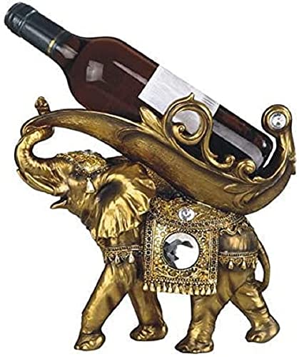ICE ARMOR Lucky Wealth Thai Elephant Wine Rack Bottle Holder, Wine Rest Figurine Statue, Feng Shui...