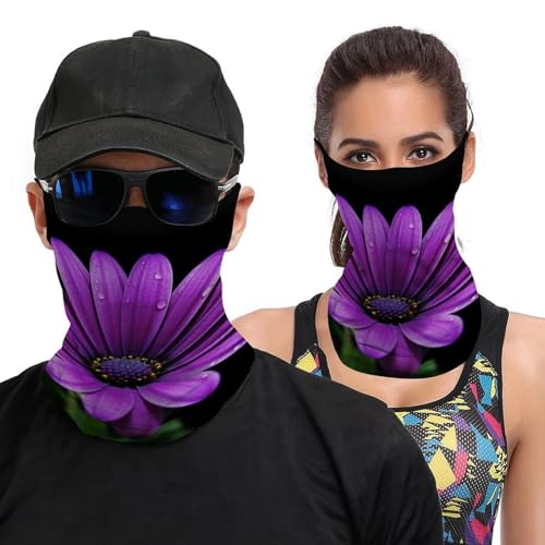 Neck Gaiter Purple Daisy Face Mask for Travel Face Cover Scarf for Men Women Elastic Headbands Wind-proof Bandana for Skiing Fishing Hiking Cycling