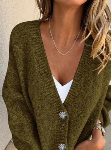 PRETTYGARDEN Cardigan Sweaters for Women Trendy Fall 2025 Long Sleeve Button Down Oversized Chunky Knit Sweater Outerwear