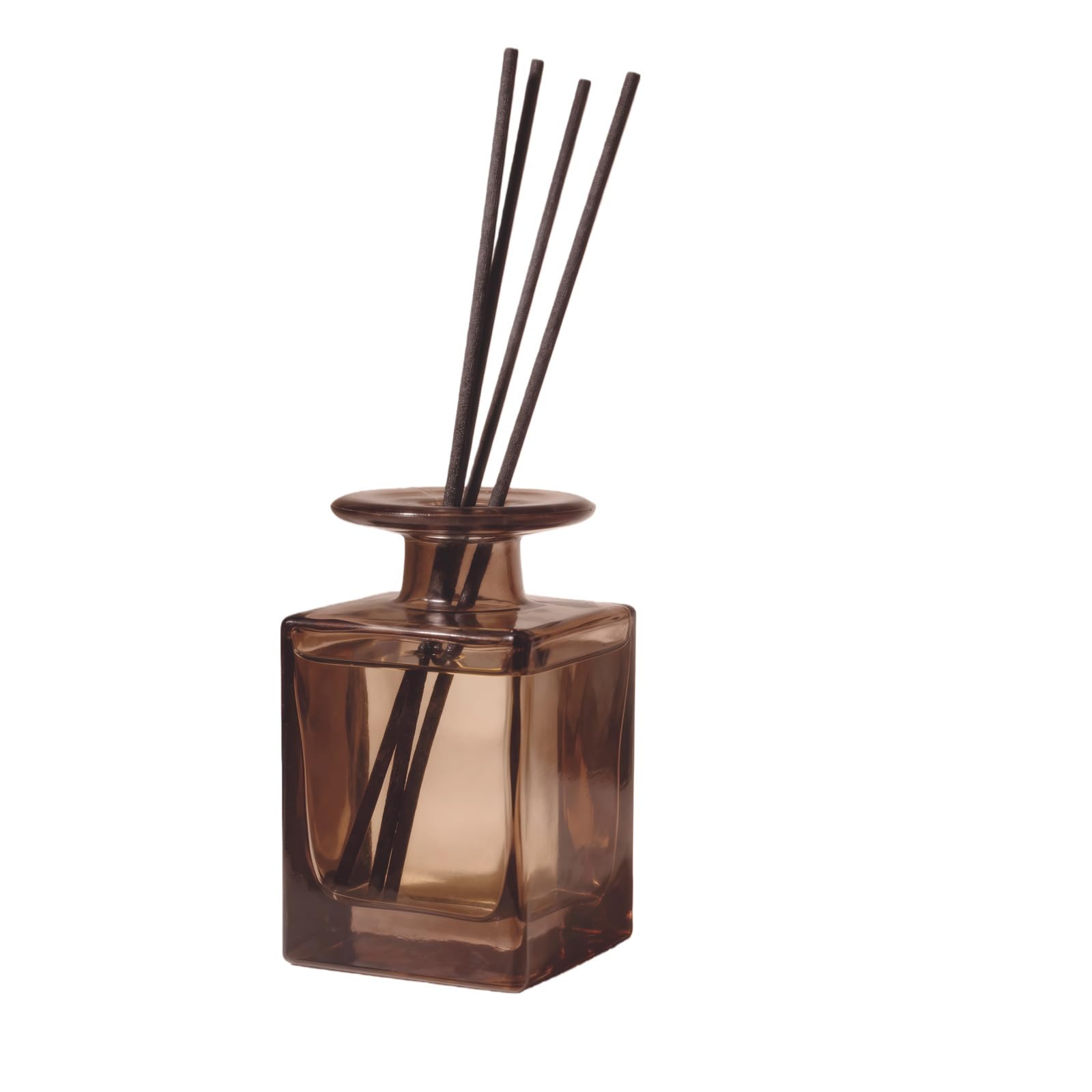 150ML/5OZ Square Amber Glass Diffuser Bottles Empty Refillable Vintage Reed Diffuser Jars Decorative Aromatherapy Containers for Home Office