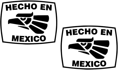 2 Pack - Hecho EN Mexico - Made in Mexico  Car Decal Vinyl Sticker Graphics  5.5 Inches Wide by 4.2 Inches Height HOM1540A.070M Matte Black