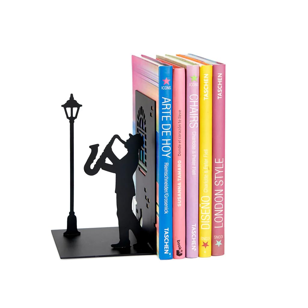 Balvi Sujetalibros Jazz Color Negro Un músico Llevado a un Soporte de Libros Metal