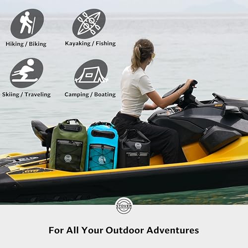 Image of STOVER 5 /10 /25 /30 /40L Waterproof Dry Backpack & Phone Case- Large Floating Dry Bag for Kayaking, Travel, Hiking, Fishing, Camping, Motorcycles & Beach, Heavy-Duty Roll Top Men /Women (Blue)
