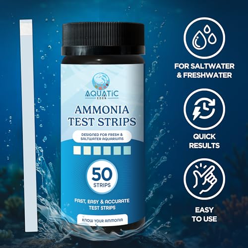 Image of Aquarium Ammonia Test Strips (50 Pack) - Fast & Accurate Ammonia Testing for Freshwater & Saltwater Fish Tanks - Easy-to-Use Test Kit to Detect Harmful Ammonia Levels & Keep Your Fish Healthy