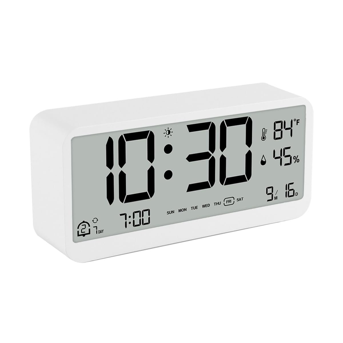 Despertador digital de mesilla Ubric con números grandes y alarma progresiva de noche