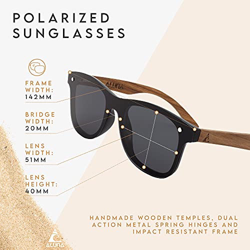 Image of Aluna - Wood and Bamboo Sunglasses For Men and Women, Modern Polarized Wayfarer, Plastic Framed Wooden Glasses