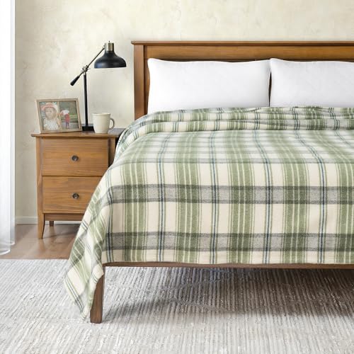 Poyet Motte Tahoe Plaid 450GSM 90% Virgin Wool / 10% Acrylic Blanket, Heavyweight, Machine Washable...