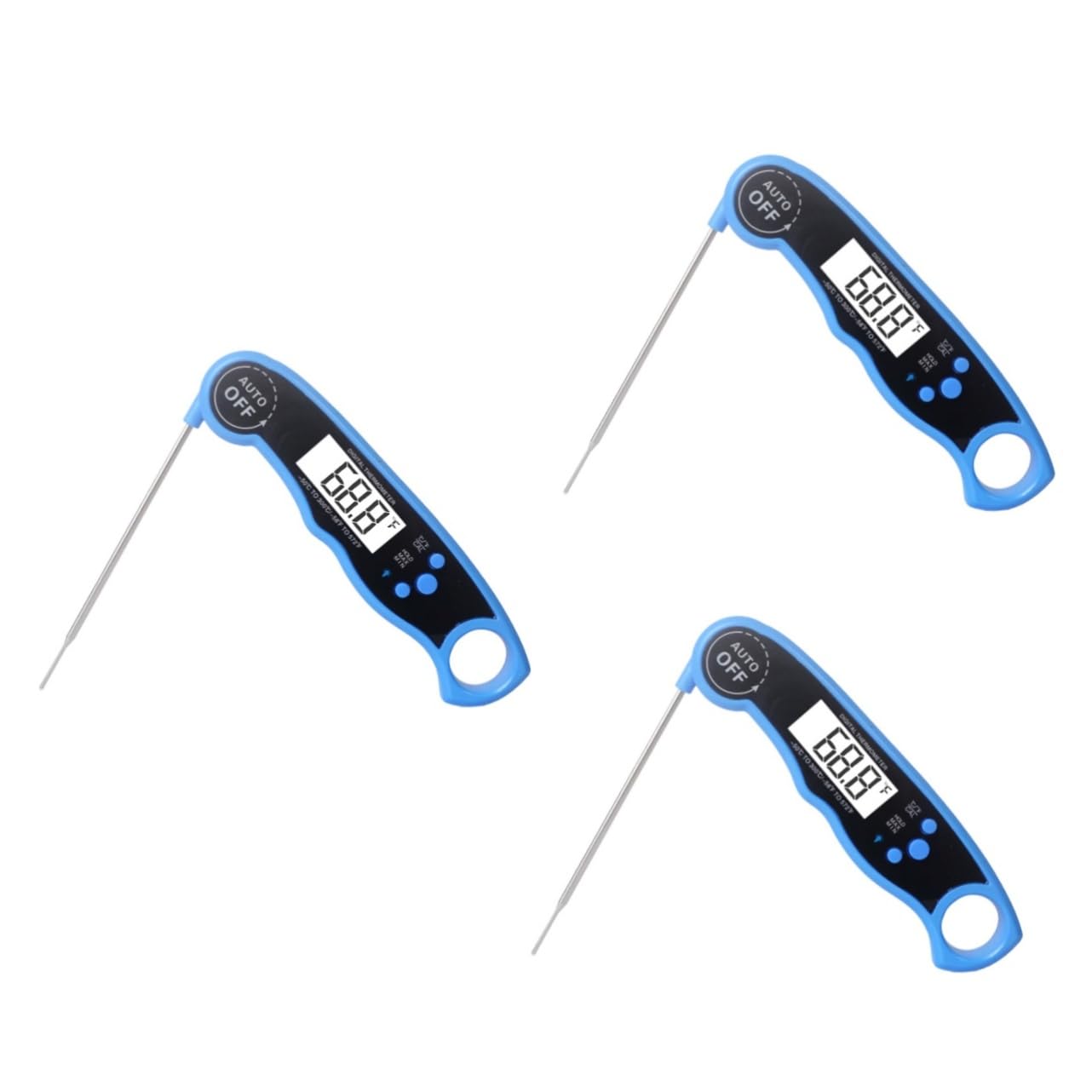 PRETYZOOM 3piezas Termómetro Digital Para Cocina y Barbacoa Lectura Instantánea Con Retroiluminación y Calibración De Azul