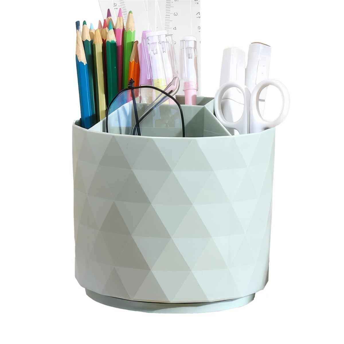 AZHKJKZH Desk Tidy Caddy Pen Holder 360° Rotation 5 Slots Desk Pencil Organizer For School Home Office Supplies(Grün)