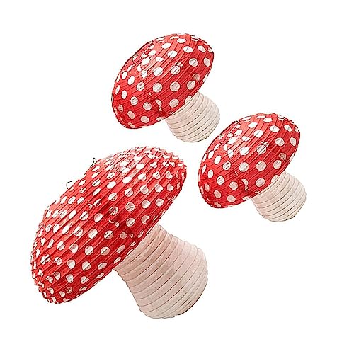 Yardenfun 3pcs Hanging Mushroom Lanterns Lantern Decorations for Birthday Parties Festivals Indoor Outdoor Events