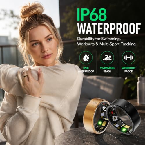 Image of Smart Ring for Women Men, Fitness Tracker Ring with Free App No Subscription Fee, 7 Days Battery Life, Sleep Monitor, Heart Rate & Step Tracker, IP68 Waterproof, Android /iOS Compatible(Rose Gold, 6)