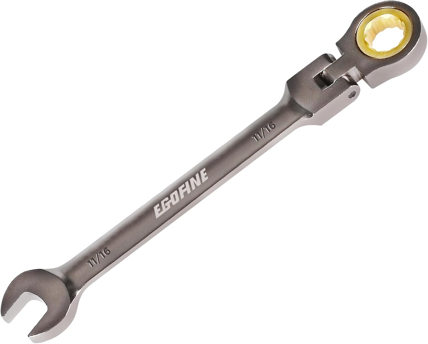 Egofine 7/16 Ratchet Wrench Flex Head, 7/16 Wrench Ratcheting Combination Wrenches SAE, Industrial Grade Gear Spanner with 12 Point Box End, 72-Teeth Ratchet Nickel Plating, Chrome Vanadium Steel