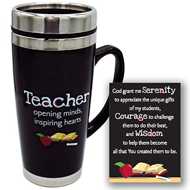 Abbey Gift Travel Mug - Insulated Coffee Thermos with Lid, Inspirational Teacher Appreciation Gifts, Gift For Professors, Educators, and Teachers Assistants, 7 Inches Tall, 16 Ounces