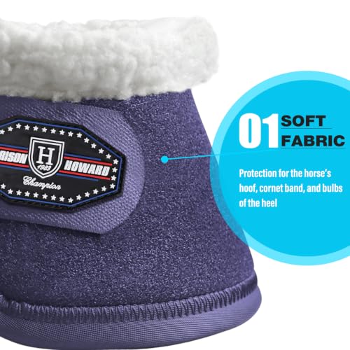Image of Harrison Howard Essential Bell Boots Shock Absorption with Fleece Trim Non-Rotating Reinforcement