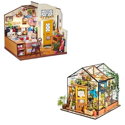 Rowood DIY Miniature House Kits for Adults,Cathy's Flower House Bundle Homey Kitchen,Craft Kits for Adults, Home Decor Gifts for Teens