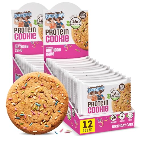 Lenny &amp; Larry's Complete Protein Cookie,[Birthday Cake],Chewy Soft Baked,16g Plant Protein,Vegan,Non-GMO,High Fiber,[4 Ounce] Cookie,(Pack of 24)