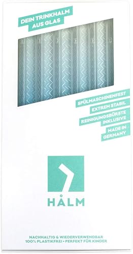 Miniatura 2 de HALM - Pajitas de vidrio reutilizables de 6 x 9 pulgadas + cepillo de limpieza sin plástico, fabricadas en Alemania, aptas para lavavajillas,