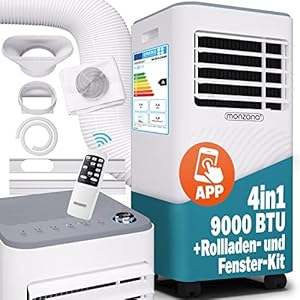 MONZANA® Airco MZKA2600 Mobiel Raamafdichting Luchtafvoerslang 9000BTU 4-in-1 1000W Alexa 30m² Afstandsbediening