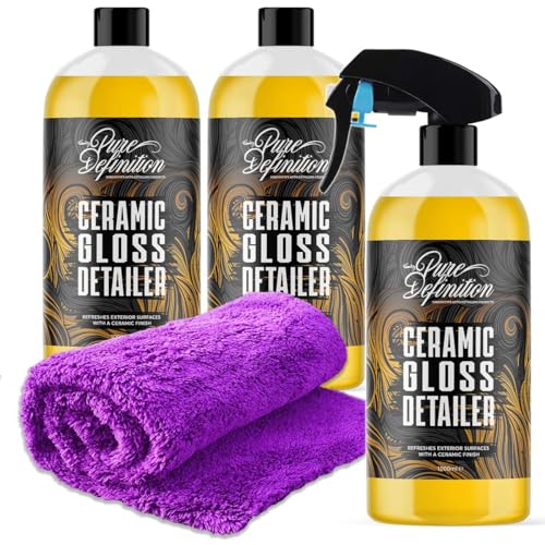 Ceramic Detailer Car Wax Gloss Spray Sealant Coating Vehicle Water Beading (3 x 1000ml)