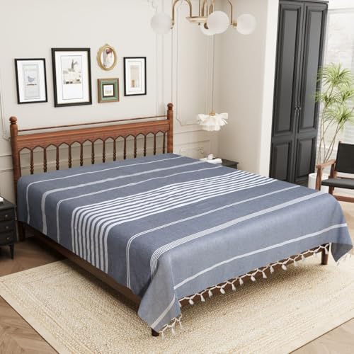 Image of Handmade Double Bedsheet 210 TC | Without Pillow Cover | Handloom Cotton Bedsheets for Double Bed | Double Bedsheet for Summer (Size 90X100 Inches, 7.5 x 8.3 Feet (Hit Grey, Double Bed)