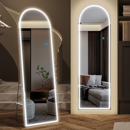 LVSOMT Bogen Ganzkörperspiegel mit Beleuchtung, 153x50cm LED...