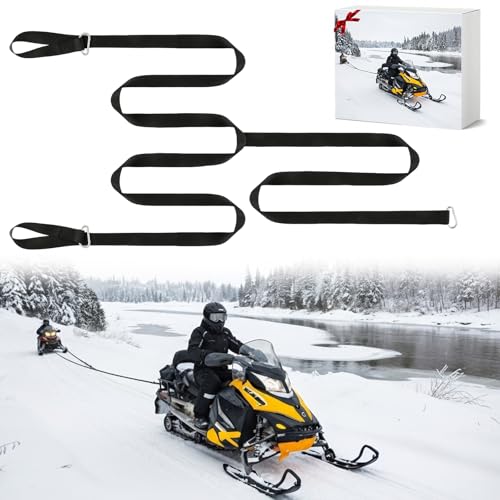 GliCraft 20 ft Snowmobile Tow Strap with 3 Hook Heavy Duty Sled Pull Rope with Hooks Snowmobile Tow Strap Durable Nylon Sledding Harness for Sled, ATV Kit Accessory