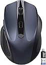 Wireless Mouse for Laptop, 2.4GHz Computer Mouse with USB-A Port &USB-C Adapter, Cordless Office Mice with 6 Buttons & 3 Level DPI for Small to Medium Hands, Work with PC, Desktop, Tablet - M21