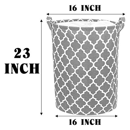 72L 23-Inch Tall (2 Pack) Extra Large Laundry Basket Storage Hamper Drawstring Waterproof Round Linen Collapsible Storage Basket For Toy Organizer, Nursery Hamper, Bathroom, Grey #TOP2