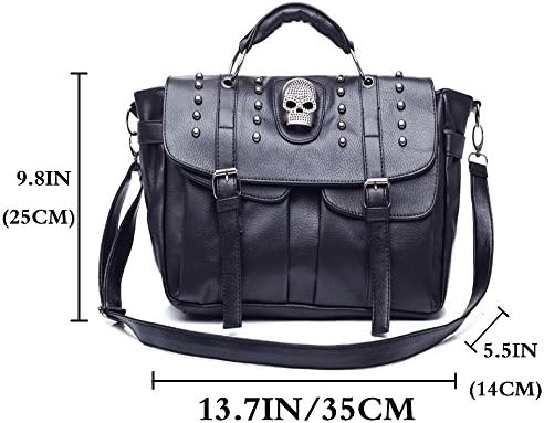 FiveloveTwo Women Top Handle Shoulder Bag Personality Punk Rivet Satchel Tote Purse Fashion Vintage Big Bag Black