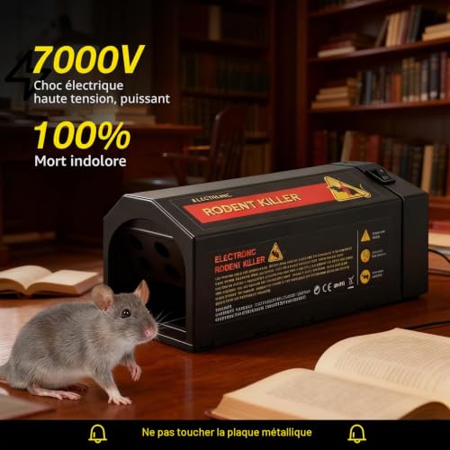 7000V Piège à Rats électrique Rechargeable USB – Mise à Mort Instantanée sans Douleur, avec LED & Alarme sonore, Réutilisable et Hygiénique, pour Intérieur/extérieur, Garage et Cuisine – vue 4