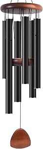 Wind Chimes for Outside, Bingxue 37" Wooden Sympathy Wind Chimes Memorial Wind Chime for Loss of Loved One Mother Father, Sympathy Gift Home Decor Outdoor Garden Patio (Black, 30Inch)