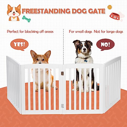 Pet Gate For Dogs - 24Inch Indoor Dog Gate For Stairs House Doorways Wooden Freestanding Dog Fence Extra Wide 4 Panels #TOP4
