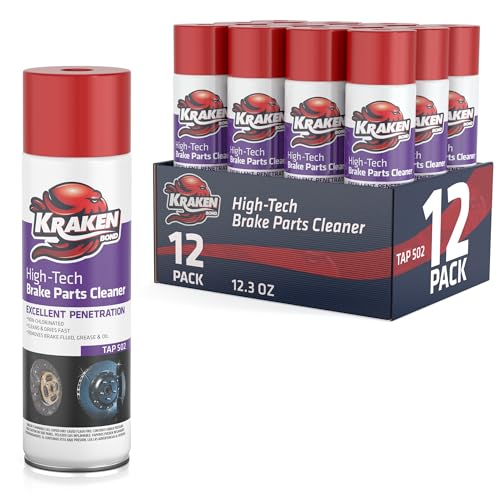 KRAKEN BOND Non-Chlorinated Brake Parts Cleaner Spray, Instant Removal, Fast Drying, 12.3fl oz - 12 Pack
