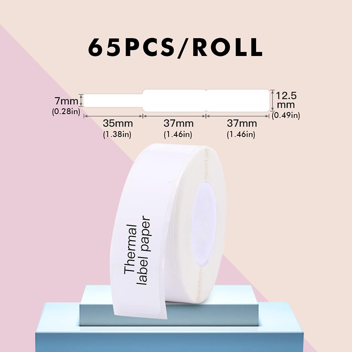 Label Maker Tape for NIIMBOT D11/D110/D101 Printer, 1 Roll (65Pcs in Total) D11 Cable Thermal Sticker Labels Waterproof Anti-Oil Paper for Cables White 12.5 * 109mm (0.49 x 4.29 Inch)