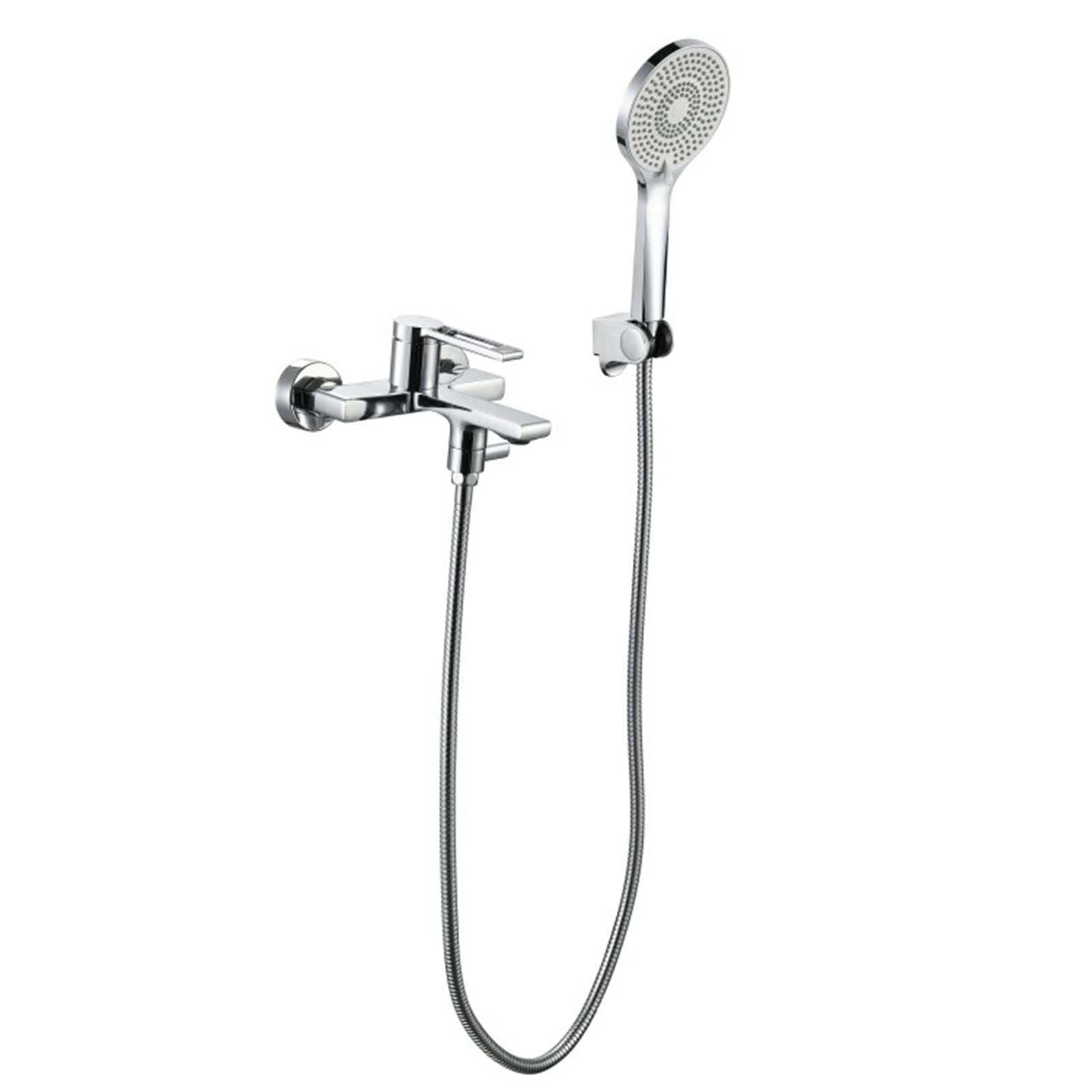 XJTNLB Grifo Bañera Cromado Pared Grifo Monomando Ducha Doble Salida Conjunto de Ducha Monomando de Latón