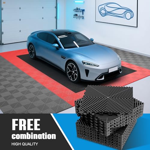 Jocoevol 36-Pcs Interlocking Tile, 12" x 12" Indoor/Outdoor Self-Drainage Interlocking Floor Tiles, Non-Slip Heavy-Duty Polypropylene Splicing Flooring Tile for Garage Patio Pool Bathroom, Black by Jocoevol - Image 6