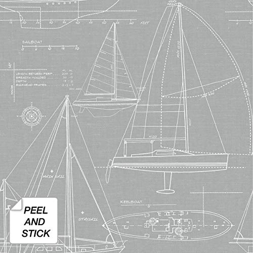 NextWall Yacht Club Coastal Peel and Stick Wallpaper (Gray) NextWall Yacht Club Coastal Peel and Stick Wallpaper (Gray)
