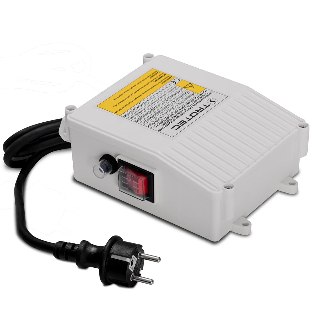 TROTEC Pompe de puits profonde TDP 7501 E - Pompe à eau avec débit 6000 l/h, 1100 W - Hauteur de refoulement 90 m, ø 8,6 cm, IP68 pour pompe, pompe en acier inoxydable